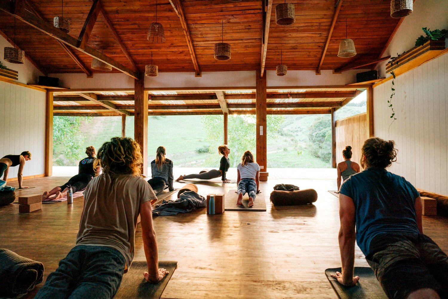 Morning yoga in the Shala